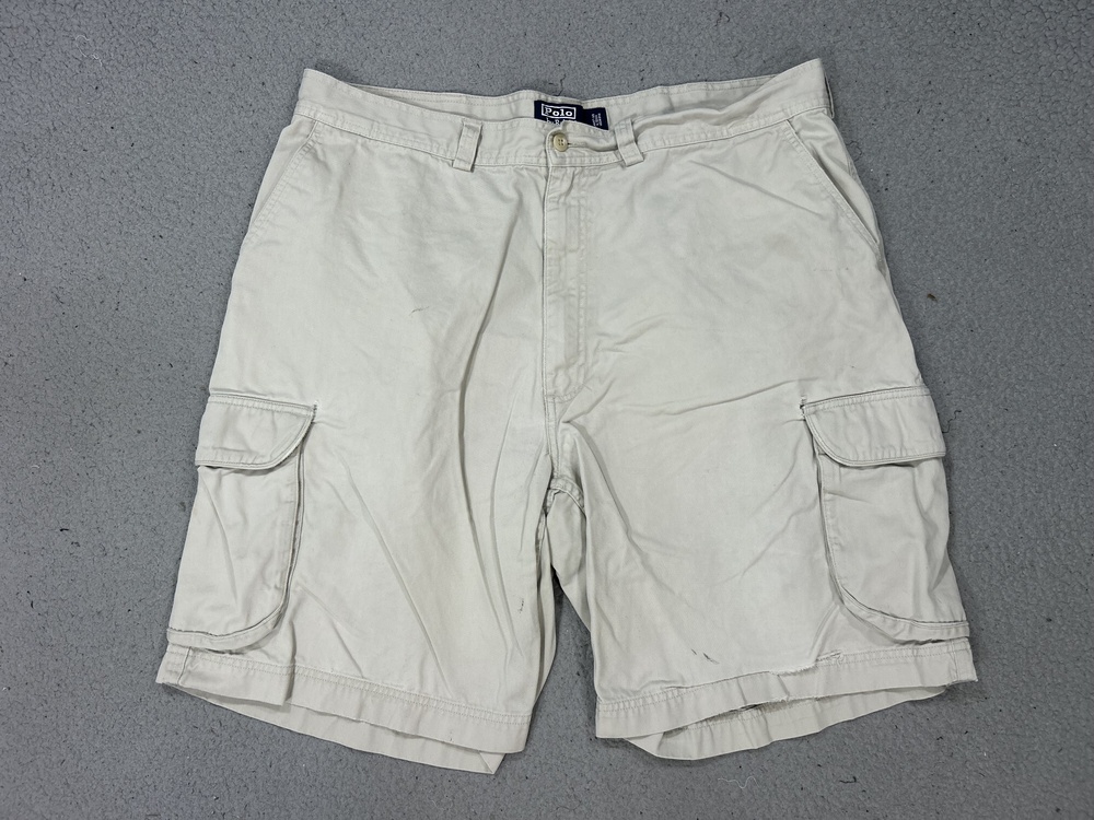 Polo Ralph Lauren Cargo Shorts Mens 40 Beige Chino Cotton Casual Utility Pockets